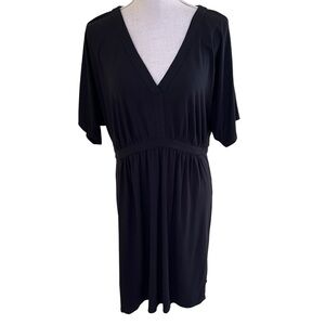 J. Jill Wearever Collection Black Knit V-Neck Pullover Dolman Sleeve Dress